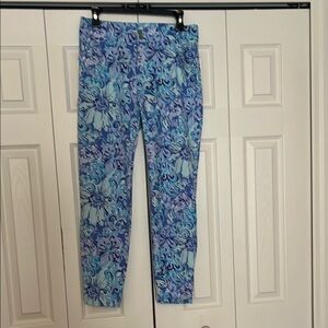 Lilly Pulitzer Blue Patterned Straight Leg Pants
